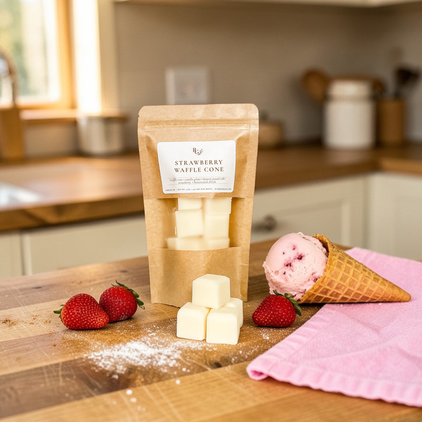 Strawberry Waffle Cone Wax Melt Bag